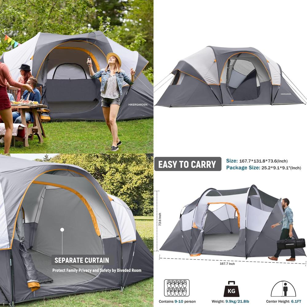 Outdoor Adventure Tent - 10-Person HikerGarden Tent - Quick Setup