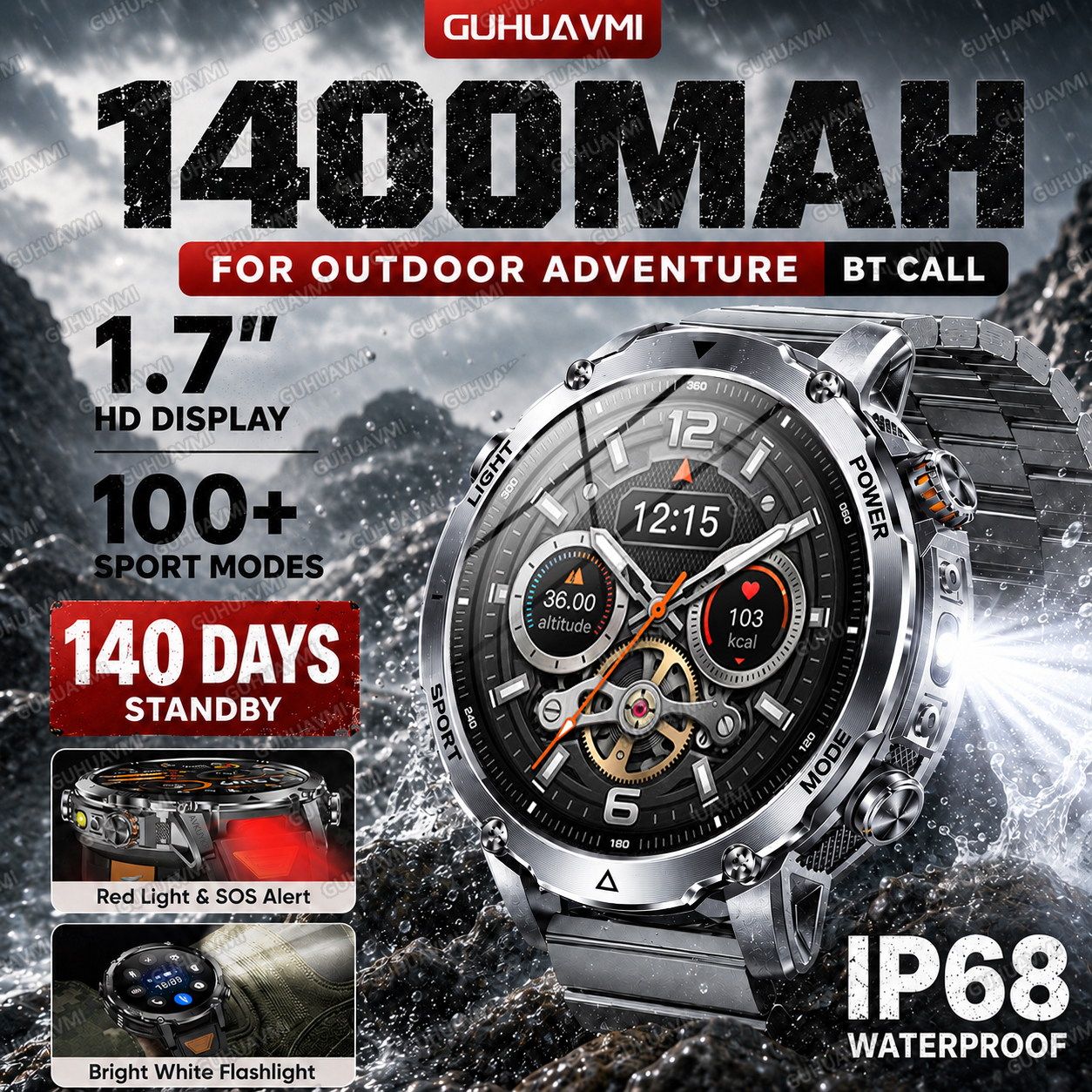 2026 New 1400mAh Men Smart Wat - Outdoor Adventure Reservations recensione e prezzo