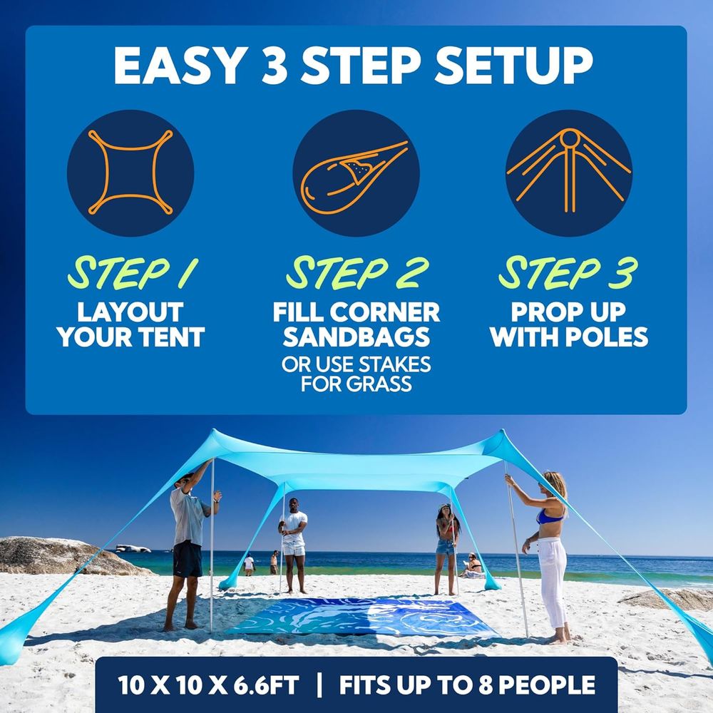 Portable Beach Sun Shelter wit - Outdoor Adventure Tent recensione e prezzo