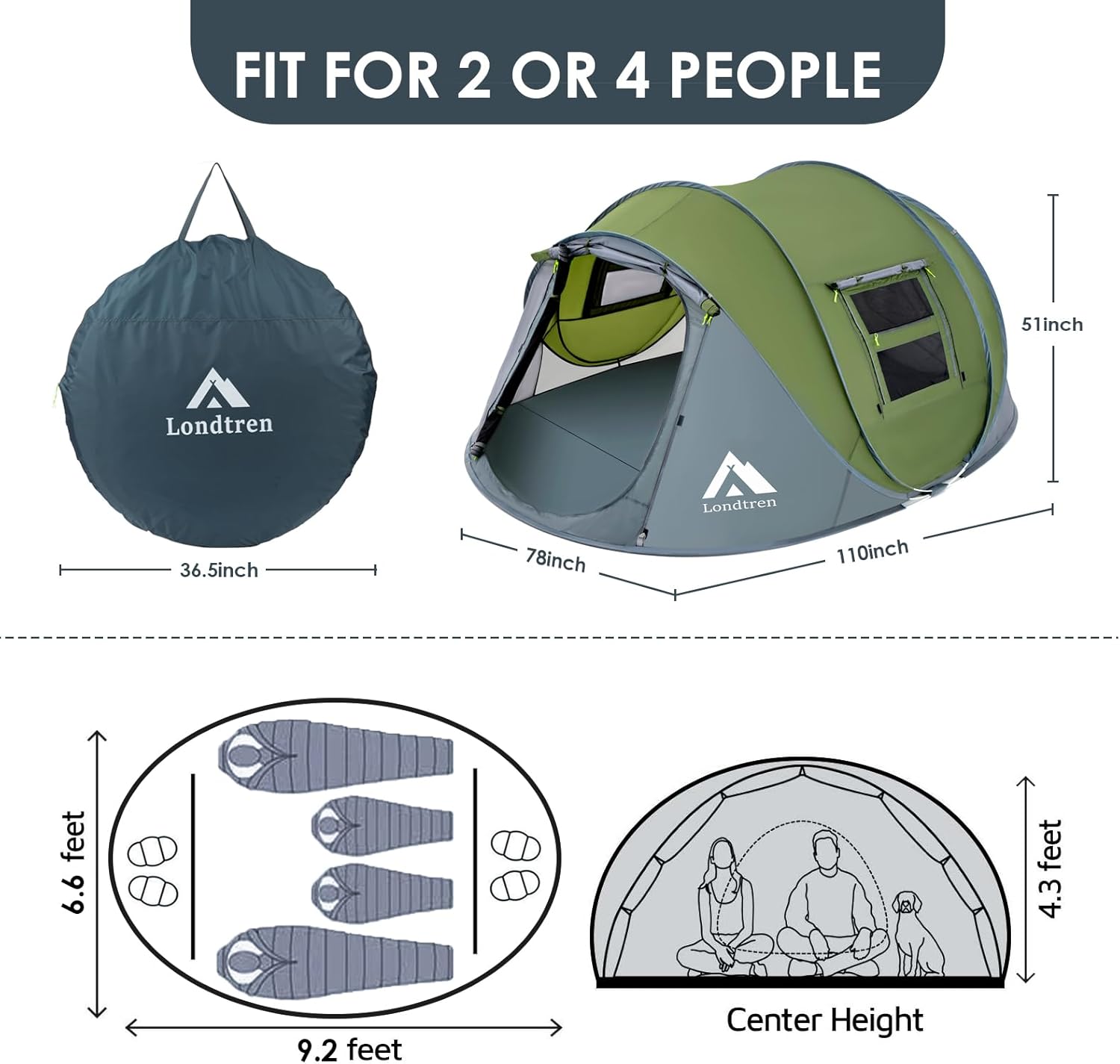 4 Person Instant Pop Up Tent f - Outdoor Adventure Tent recensione e prezzo