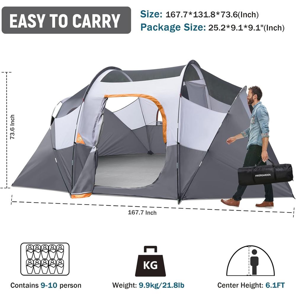 10-Person HikerGarden Tent - Q - Outdoor Adventure Tent recensione e prezzo